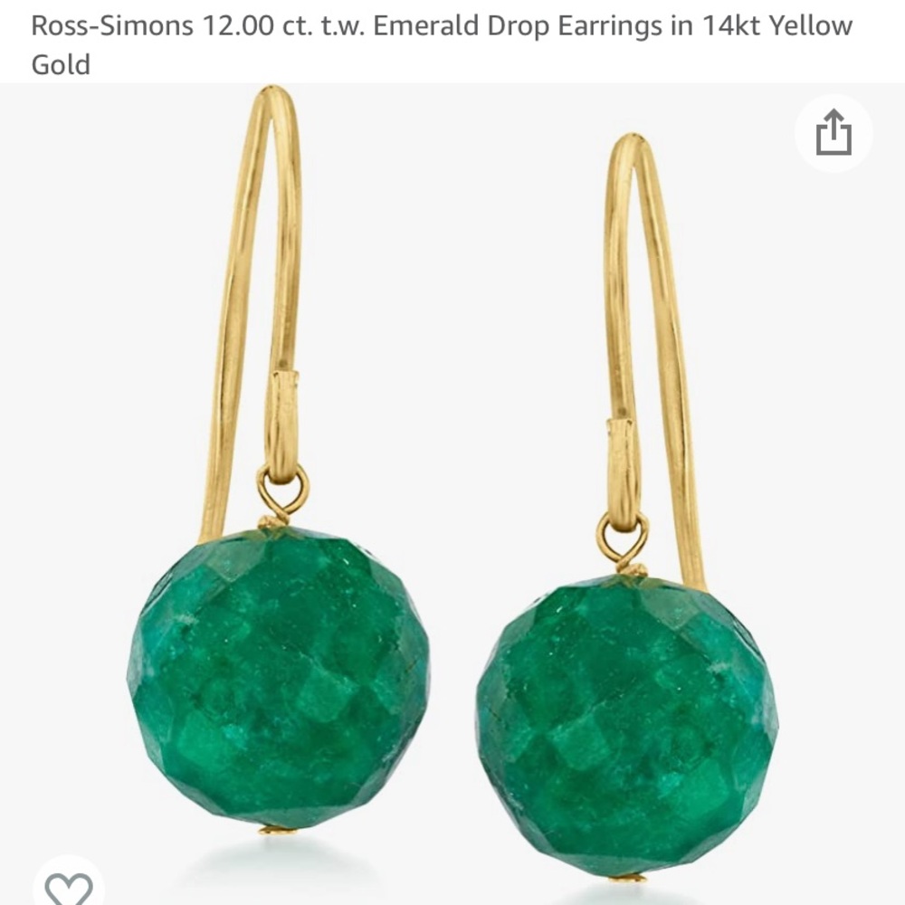 - Ross-Simons 12 Ct Emerald Earrings NWT